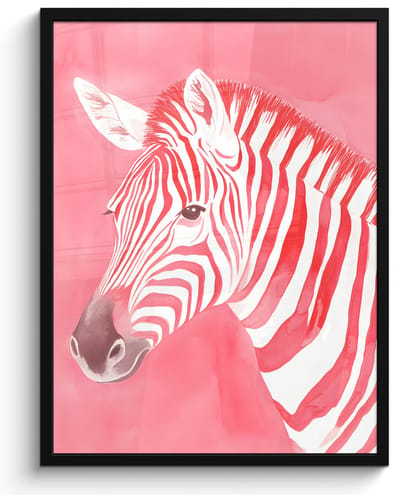 Poster in lijst - Fotolijst 50x70 cm - Posters - Zebra - Pink - Verf - Posterlijst zwart - Decoratie - Wanddecoratie woonkamer - Muurdecoratie slaapkamer
