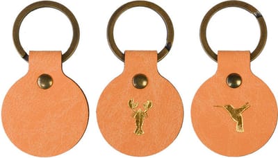 Ronde Sleutelhanger ROUND 2 (set à 3 stuks) - Blond Bruin - Gerecycled leerafval - duurzaam