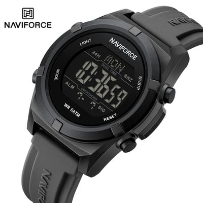 NAVIFORCE horloge voor mannen, met grijze gefumeerde silica polsband en grijze uurwerkkast ( model 7127 GR ), verpakt in mooie geschenkdoos