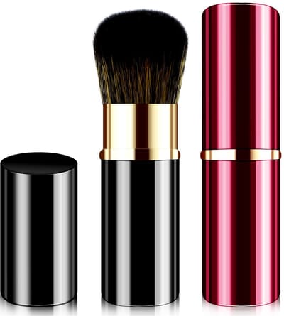Dailygoods - Sibba 2 stuks intrekbare kleine make-up borstel, draagbare reizen lippenborstel lippenborstel foundation mengpoeder borstel mini gezicht cosmetische make-up borstel