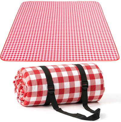 Picknickdeken Waterdicht - 200x200 cm – Opvouwbaar met Draagtas – Rood Wit Geruit – Geschikt voor 1-6 Personen