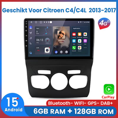 Awesafe 6+128GB Android15 Carplay Autoradio - 8 Kern V1PRO - Geschikt Voor Citroen C4/C4L 2013 t/m 2017 - Draadloze Carplay Android Auto - Touchscreen - GPS Navigatie 4G WiFi - Bluetooth Radio - 2013 2014 2015 2016 2017