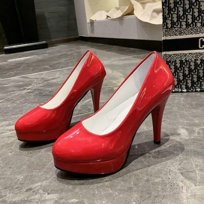 Grote Maat 13 14 15 Platform Hakken Waterdicht Tafel Damesschoenen Ronde Neus Hoge Hak Ondiep Dikke Hak Dames Pumps Dames 35