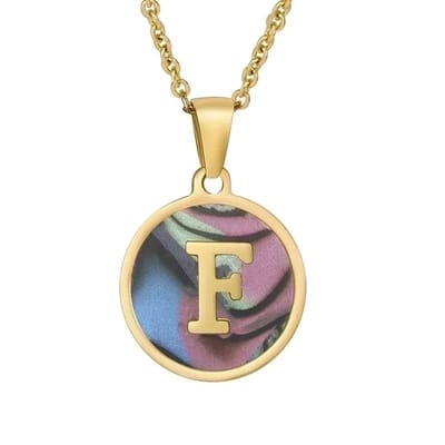 Aramat Jewels | Halskettingen | Stijlvolle Abalone Initiaal Ketting RVS | M | |1,5mm | Staal | Volwassenen | Verkleurd niet