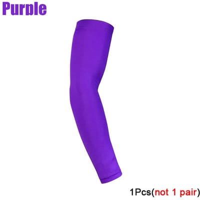 Ademende Sneldrogende UV-Bescherming Hardloop Armmouwen Basketbal Elleboogbeschermer Sport Armbeschermers Zomer Fietsen M purple