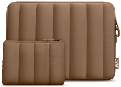 Dailygoods - Puffy Laptophoes 13,3 inch, 13-13,3 inch laptophoes voor MacBook Air 13 13,6" M4 M3 M2 2025, MacBook Pro 13/Mac Pro 14, 13,3" HP, Lenovo, Dell, waterdichte notebooktas met kleine hoes, bruin