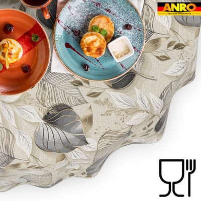 ANRO Tafelkleed Palladium Grijs Ovaal 260x140cm Rechte rand Afwasbaar Waterafstotend Binnen & Buiten