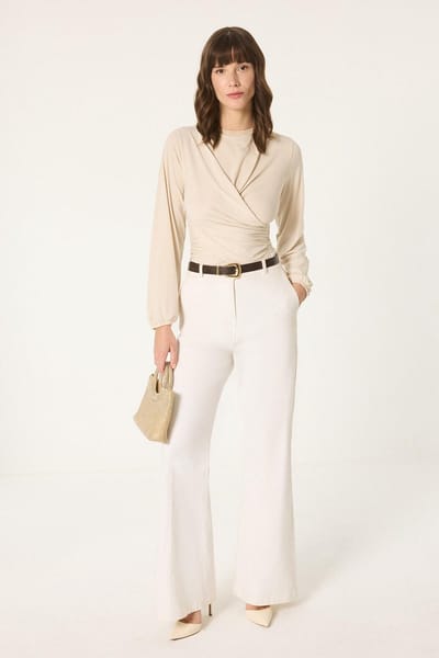 Touché Privé - Gedrapeerde blouse - Beige - Dames