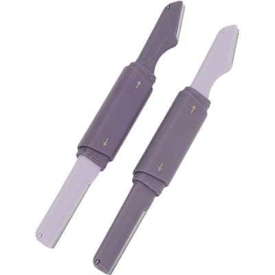 2 stuks Wenkbrauw Trimmer Mes Dubbele Kop RVS Lemmet Wenkbrauw Trimmer met Beschermkap gray