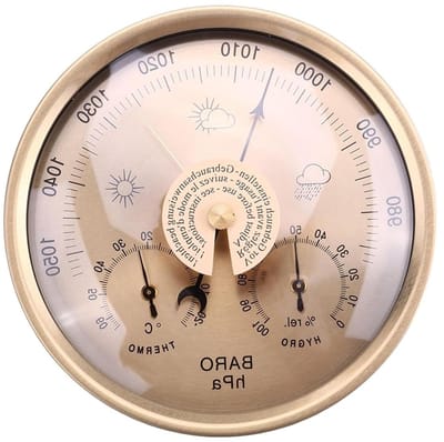 Weerstation Analoog - Barometer Thermometer - Weer Voorspellen - 3-in-1 Multifunctioneel - 13.5 x 13.5 cm - Goud