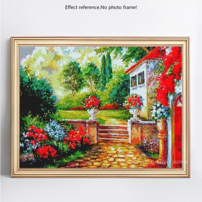 Peinture diamant 5D à faire soi-même, paysage de printemps, mosaïque de diamants ronds, broderie en strass 20X30 beige