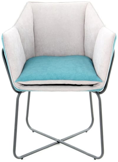 Kayoom Marietta Lounge Stoel| Eetkamerstoelen| Woonkamer, Eetkamer| Hoog Zitcomfort | Petrol/Grijs