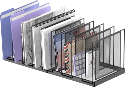 Bureau Organizer - Documentenhouder - Kantoor Organisatie - 9 Verticale Vakken - 28x24x8 cm - Zwart
