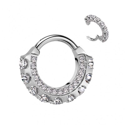 Piercing titanium forward front en inside steentjes 1.2x8 - zilver - LMPiercings
