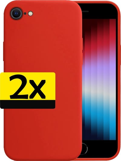 Hoesje - 2 Stuks - Geschikt voor Apple iPhone SE (2022) - Sterk & Shockproof - Case Siliconen - Back Cover - Telefoon Hoes - Telefoonhoesjes - Rood