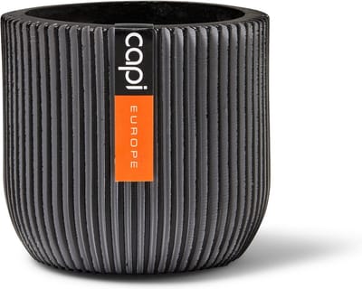 Capi Europe - Bloempot bol Groove Anthracite & Ivory - 14x13 - Antraciet - Opening Ø12 - Bloempot voor binnen - 5 jaar garantie - BGVZ132