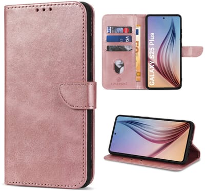 Solidenz hoesje - Geschikt voor Samsung Galaxy S25 Plus - Bookcase - Roségoud