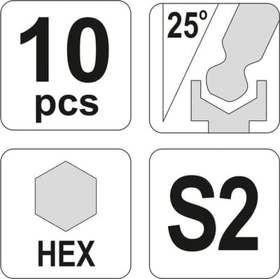 Yato - Gecoate Hex Sleutelset - 10-delig - S2 Staal - Antislip
