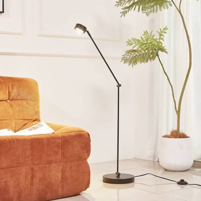 Lindby - vloerlamp - 1licht - ijzer - H: 88 cm - GX53 - zwart mat
