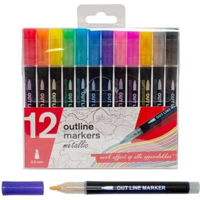 Crea4pro's – Outline Markers – Metallic – 2mm – 12 Stuks