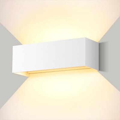 Tuin wandlampen - 30W Wandlamp Buiten/Binnen 3000K LED Buitenlamp Wit Instelbare Buitenverlichting voor Gevel Aluminium, IP65 Waterdicht [Energieklasse F]