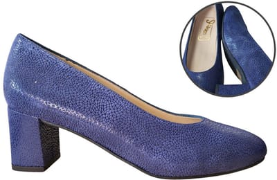 Stravers - Pumps met Lage Hak Maat 42 Blauw Suede geprint Grote Maten Pumps