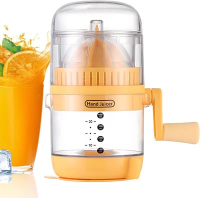 Handige Citruspers - Fruit Sapper - Verse Sappen Maken - Met Maatbeker - 11x20.5 cm - Geel