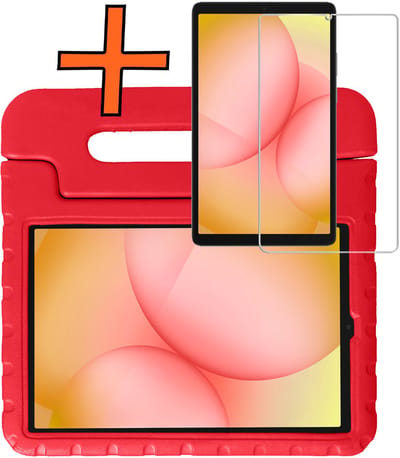 Hoesje - Geschikt voor Samsung Galaxy Tab A11 - Met Screenprotector - Kinderhoes Shockproof Bumper - Kidsproof Case - Tablet Hoes - Kinder Hoes Cover - Rood