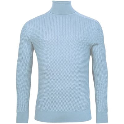 Thomas Maine Trui Merino Col Allover Structure Knit Licht Blauw / male