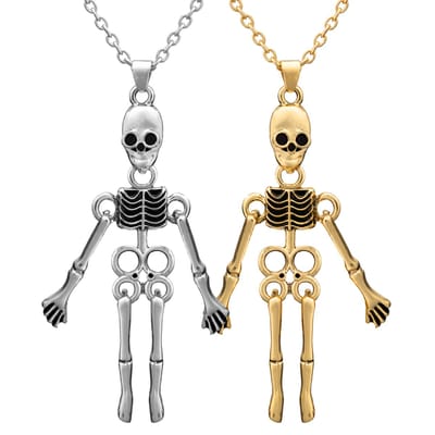 Magnetische Skele-Friends BFF Ketting voor 2 - Skelet Hangers - Vriendschapsketting / Koppel Ketting voor Twee - Goud & Zilver - Pax Amare