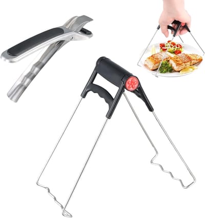 Multifunctionele Keuken Tangen met Siliconen Handvat - 2 Stuks Antislip Komhouder Clip voor Hittebestendige Keukenhulpmiddelen en Magnetron Gebruik