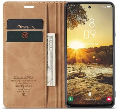 CaseMe 013 Hoesje Geschikt voor Samsung Galaxy S25 - Book Case met Standaard - Portemonnee Beschermhoes - Pasjeshouder voor Twee Pasjes - Bruin