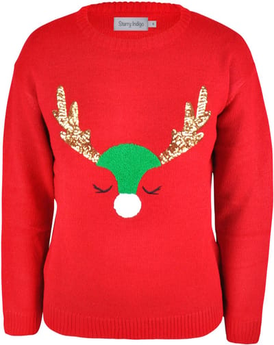 Starry Indigo - Foute Kersttrui / Sweater Dames - Reindeer SWT-RDLR24-33X-S