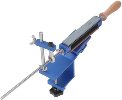 Dailygoods- Messenslijpset 360° Rotatie - Professionele Slijper met 15° Vaste Hoek - 6 Slijpstenen - Aluminiumlegering - Roestvrij Staal 304 - Duurzaam en Efficiënt - Messenslijper