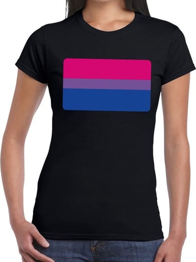 Gay pride Biseksueel vlag t-shirt zwart - vlag in Bi kleuren voor dames - LHBT kleding XS