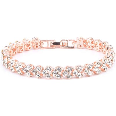 Luxe Kristallen Armband Voor Vrouwen Trendy Hart Zilver Goud Strass Armbanden Bangles Meisjes Bruiloft Sieraden Accessoires Cadeaus rosé gouden kleur