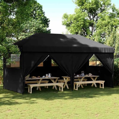 vidaXL - Partytent - inklapbaar - pop-up - met - 4 - zijwanden - zwart