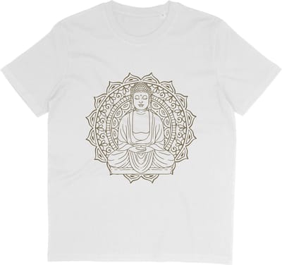 T Shirt Met Mooie Boeddha Print - Yoga - Wit - Maat S