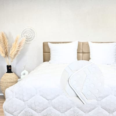 HappyBed Dekbed zonder overtrek 240x220 - Tufted - Wasbaar dekbed - Dekbed zonder hoes - Hoesloos Dekbed - Frosty White