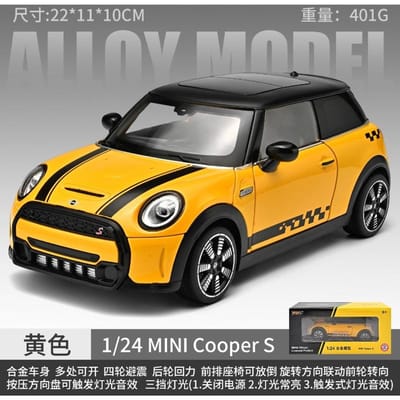 Officieel gelicentieerd 1:24 Mini Cooper Lichtmetalen Auto Model Diecast Speelgoedvoertuig Met Pull Back Licht Geluid Collectie Miniature Voiture