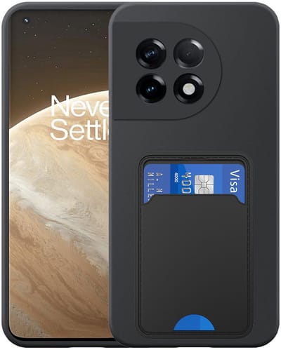 Geschikt voor OnePlus 11 Telefoonhoesje met TPU Pasjeshouder - Flexible Back Cover Case Siliconen TPU with Cardslot - Zwart - Smartphonica geschikt voor OnePlus 11