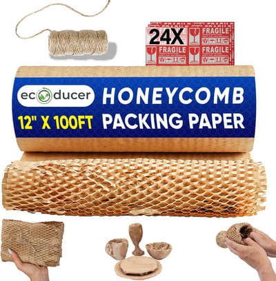Duurzaam Honingraat Verpakkingspapier Op Rol - 30cm x 30m - Ideaal voor Verhuizen en Verzenden
