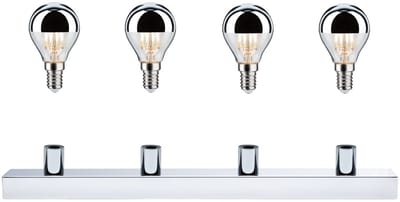 Set LED-spiegellamp Regula II Inclusief fluorescentielampen 4-vlammig IP44 E14 2700K 4x440lm 230V 4x4,8W dimbaar Chroom, Kopspiegel zilver