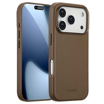 Accezz Hoesje - Geschikt voor iPhone 17 Pro - geschikt voor MagSafe Leather Backcover - Coffee Brown