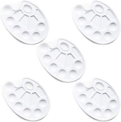 Ovale kunstpalet tray voor schilderen met duimgat (5 stuks)