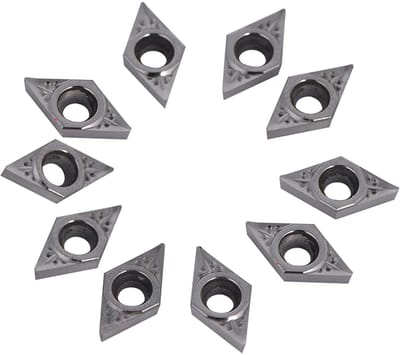 Dailygoods- Snij-inserts 10 Stuks - CNC Carbide Tip - Draaigereedschap - Snijden van Aluminium/Koperlegering - 12,7 x 7 mm - Inclusief Doos - Snijgereedschap
