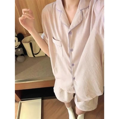 Damespyjama Nieuwe Zomer Korte Mouw Zachte Nachtkleding Set Ruitjes Cartoon Bedrukt Pyjama Vrouw Huis Nachtkleding Set Vest XXL