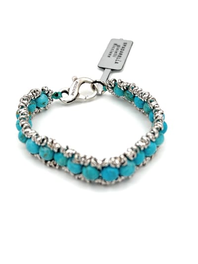 Spadarella Gioielli - SPBR556 - Armband - 925 Zilver - 12 mm - Turkoois - 17 Cm - Dames - Heren - Unisex - Made in Italy Riccione