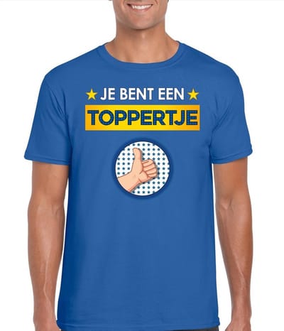 Blauw feest shirt - Je bent een toppertje met duim omhoog voor heren S
