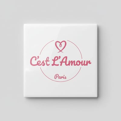 Romantische Franse Quote Keramische Tegel – “C’est L’Amour” Parijs Liefde Wanddecoratie – 15 × 15 cm